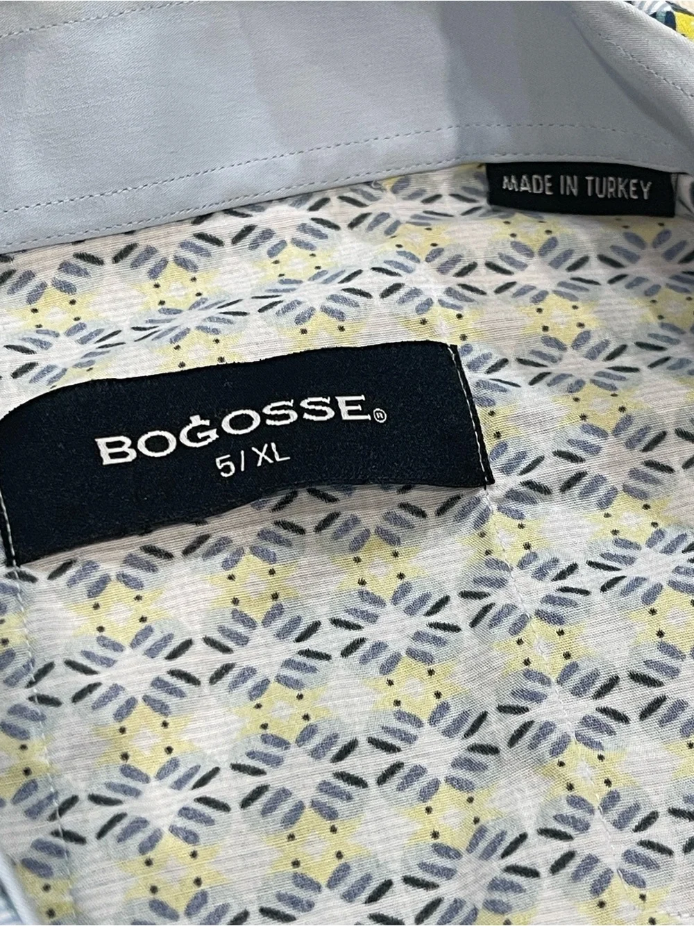 Bogosse Geometric Print Short Sleeve Button Down Shirt Size 5/XL - USA Size Larg